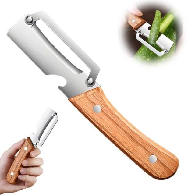 Multi Functional Vegetable Peeler – Stainless Steel Blade with Wooden Handle & Bottle Opener | SU7 WORLD