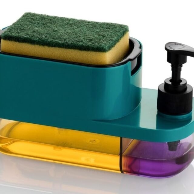 3-in-1 Kitchen Soap Dispenser with Sponge Holder | Liquid Soap Pump & Sink Organizer | SU7 WORLD