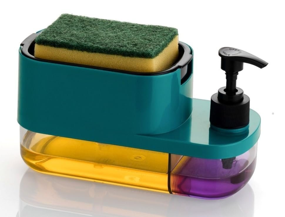3-in-1 Kitchen Soap Dispenser with Sponge Holder | Liquid Soap Pump & Sink Organizer | SU7 WORLD