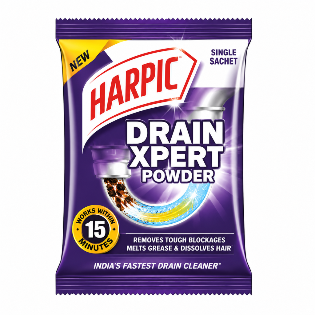 Harpic DrainXpert Drain Cleaner Powder Sachet 1 Piece | Drain & Sink Blockage Cleaner | SU7 WORLD
